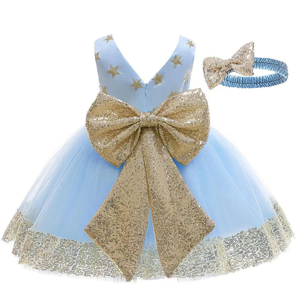 2020 Dekleta Obleke Za Otroke Princesa Rojstni Dan Maturantski Modelov Žogo Obleke Elegantno Bleščica Mašno Obleko In Headdress Baby Formalnih Obleke