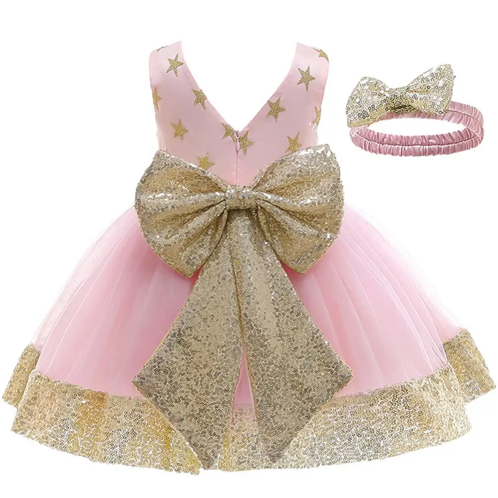 2020 Dekleta Obleke Za Otroke Princesa Rojstni Dan Maturantski Modelov Žogo Obleke Elegantno Bleščica Mašno Obleko In Headdress Baby Formalnih Obleke
