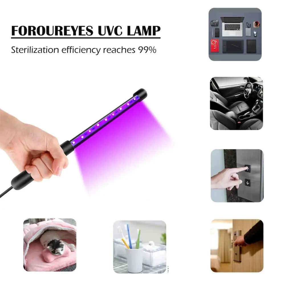 Prenosna LED UV Lučka 3+6LEDS 275nm 375nm Gospodinjski UVC LED Sterilizacijo Svetlobe USB Uv Sterilizator UV Svetlobo