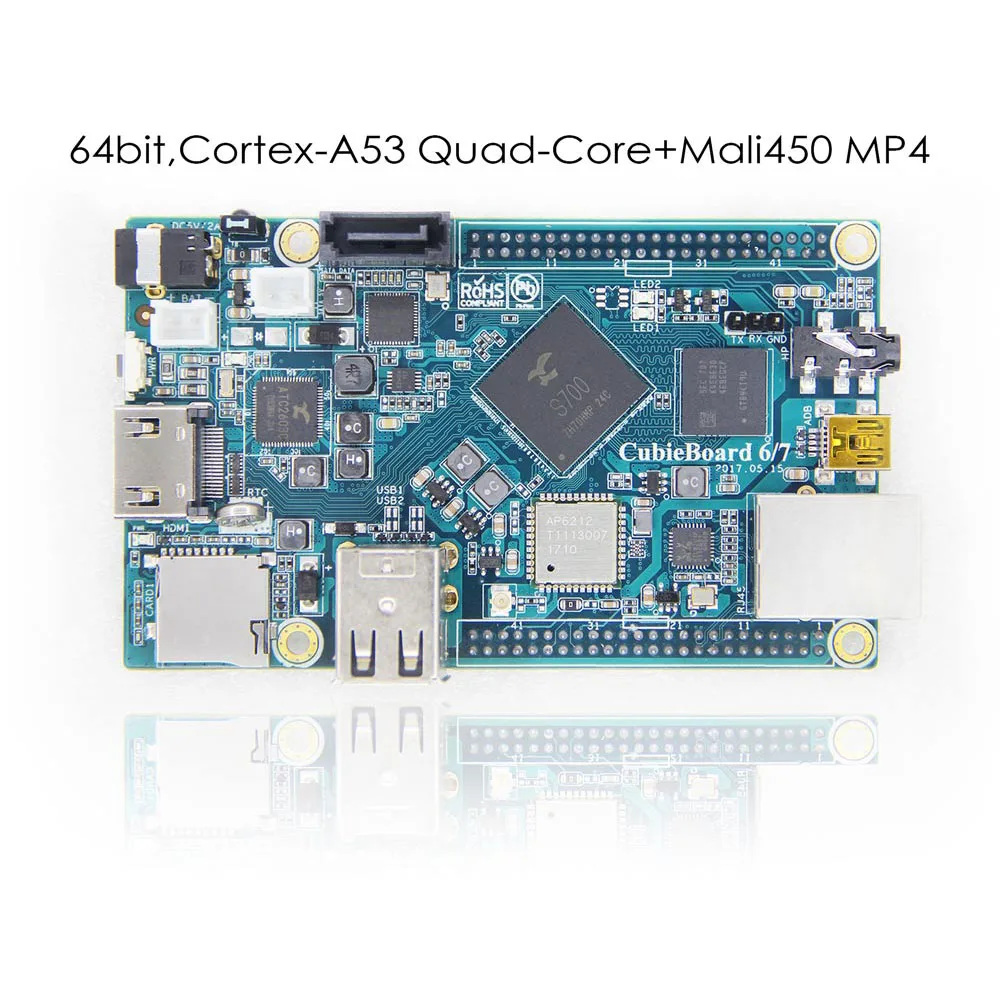 Cubieboard7 Akcije SOC S700 ARM Cortex-A53 Quad-Core 2G DDR3 LP 8G eMMC razvoj odbor/ android/linux/Open source
