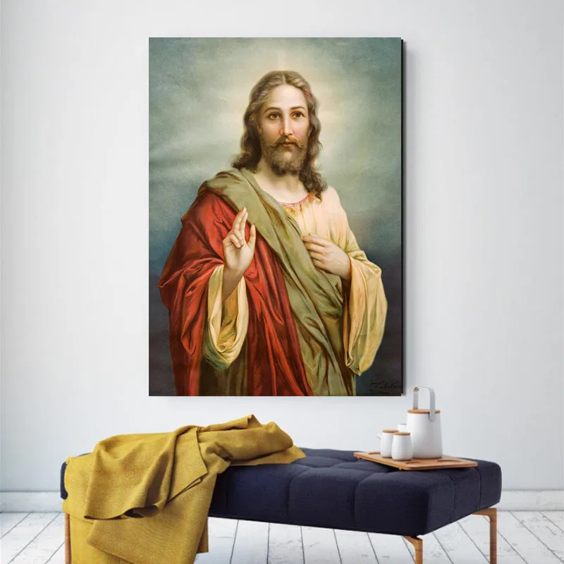 Sodobna Umetnost Portret Blagoslov Jezusa Kristusa Wall Art Platno Slikarstvo Dekorativne Slike za Dnevna Soba Dekor