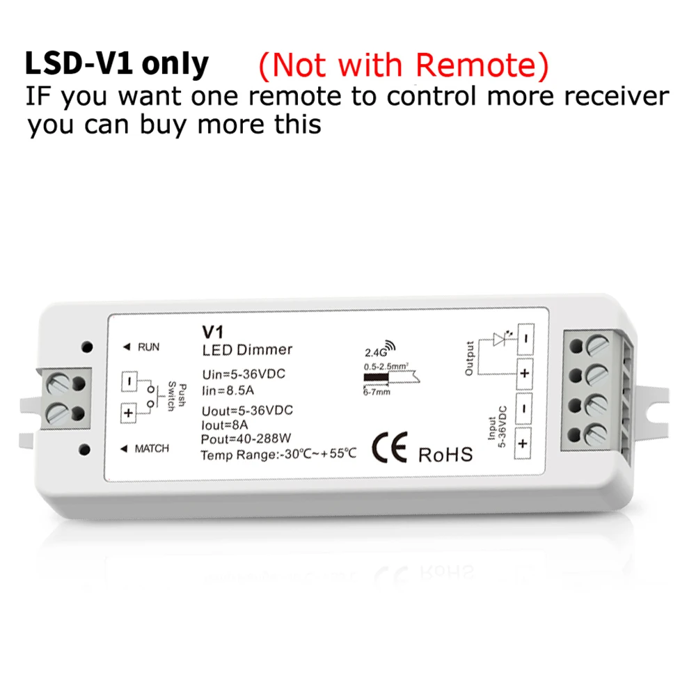 LED Dimmer 12V 5V 24V 36V 8A PWM RF Brezžično Stikalo z 2,4 G svetlosti zaslona na dotik Odd. za Led Enotni Barvni trak