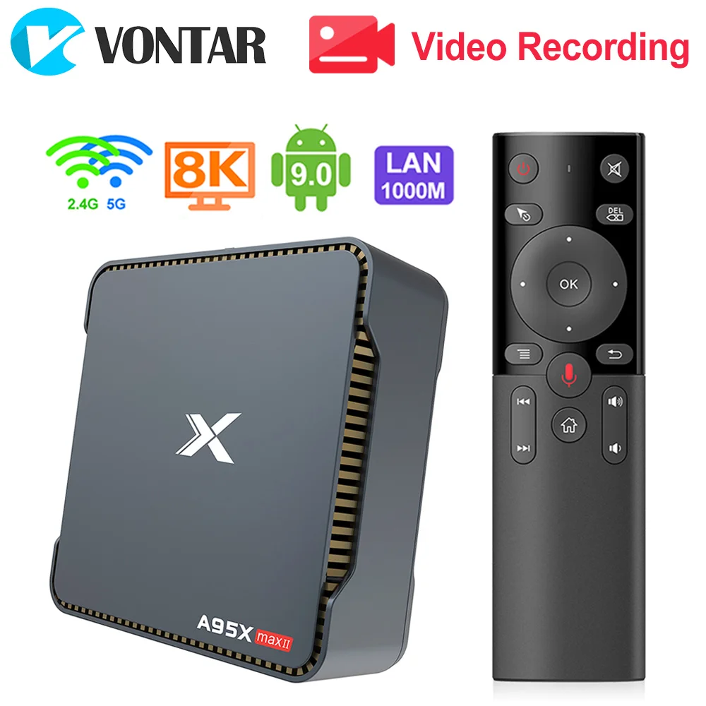 2020 A95X MAX II Video Snemanje TV Box Android 9.0 4GB RAM 64GB Amlogic S905X3 Quad Core Dual Wifi BT4.2 1000M 4K Set Top Box