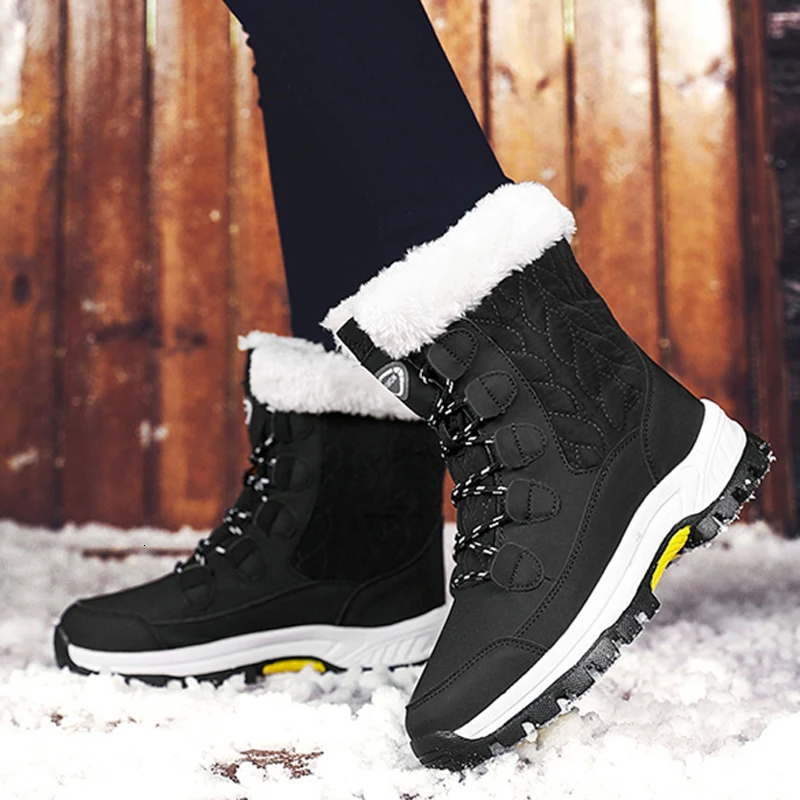 Apanzu ženske pozimi škornji 2020 specializiranimi za umetno krzno, Ženske Snow Škornji Toplo Čevlji Non-slip Čipke Sneg Škornji Za -40 Stopinj plus velikost 42
