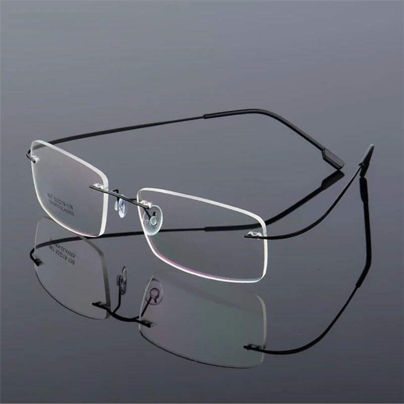 Brezvijačno Mens Titanove Zlitine Rimless Očala Okvirji , Ultra-lahkih Kratkovidnost Optični Okvir , Brezvijačno Očala brez okvirjev F861