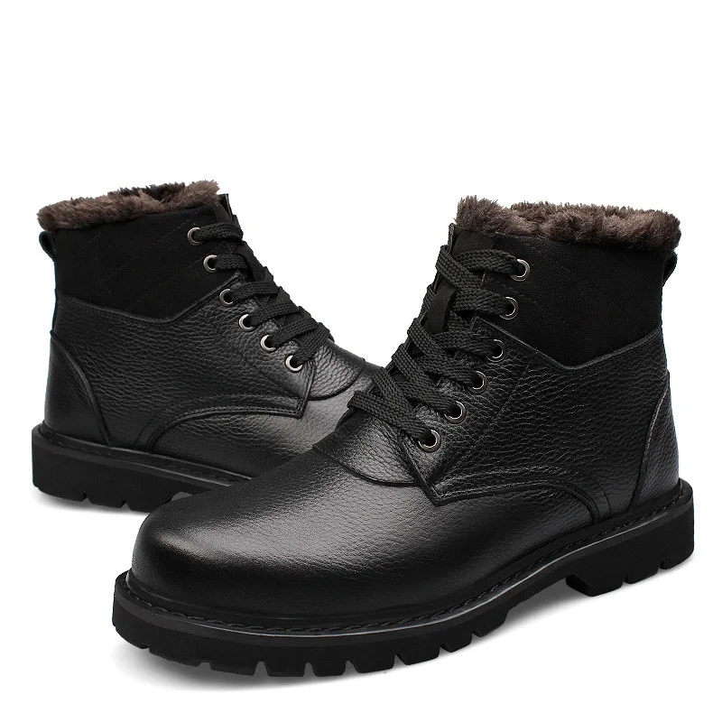 NPEZKGC Pravega Usnja Moških Zimskih čevljev Velikost 38~47 Ročno Toplo Moških Zimskih Čevljev