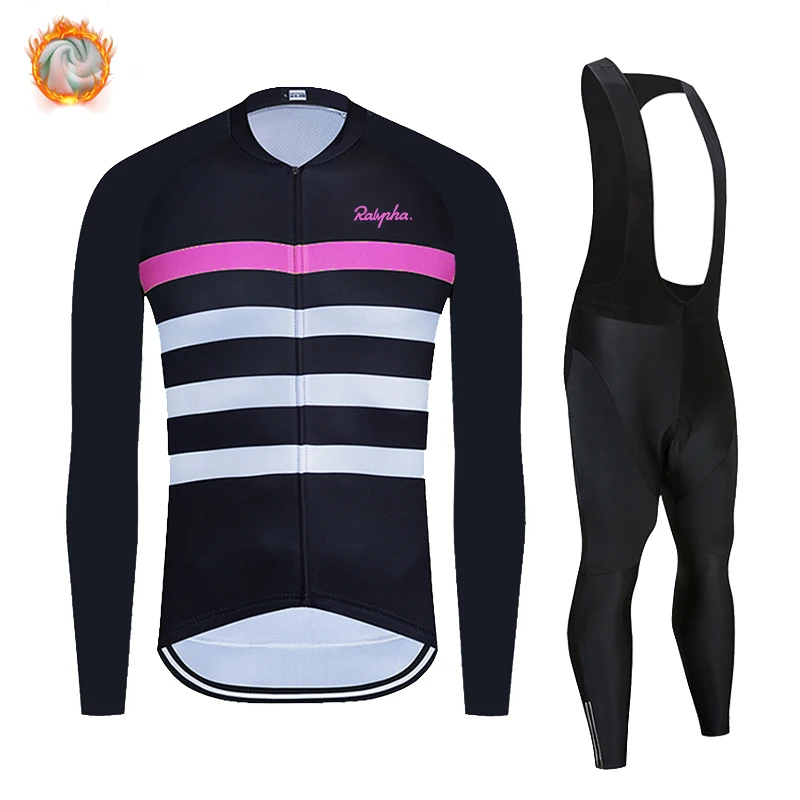 Ralvpha Pozimi Long Sleeve Kolesarjenje Jersey Set Kolesarski Bib Hlače Ropa Ciclismo Kolesarska Oblačila Oblačila Triatlon Obleke