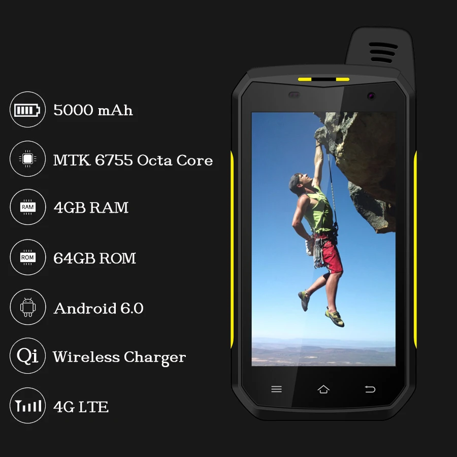 SERVO B6000 Pametni MT6762V 4G 64GB Android 9.0 16MP 5000mAh IP68 Vodotesen LTE Krepak Telefonska Podpora Walkie Talkie NFC 5.0