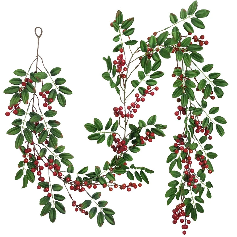 Umetne Rastline, Vinsko Trto, Rdeče Sadje Umetno Berry Ratana Za Božično Dekoracijo Ponaredek Cvet Doma Stranka Dekor Božič Cvet
