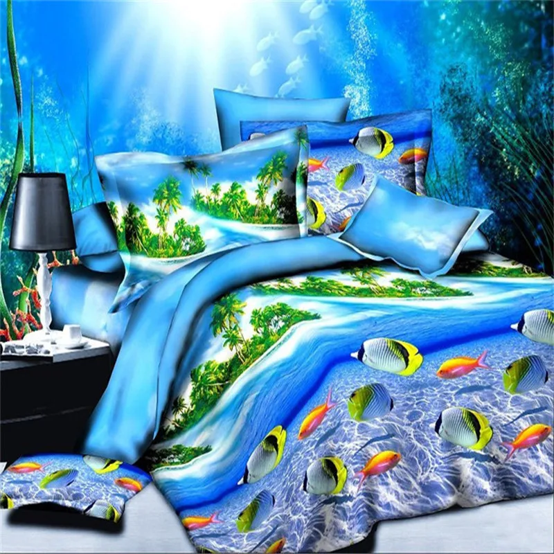 Morske ribe 3d posteljnina nabor kraljica enotnega rjuhe/doona kritje posteljo stanja blazino primerih, posteljnina nabor
