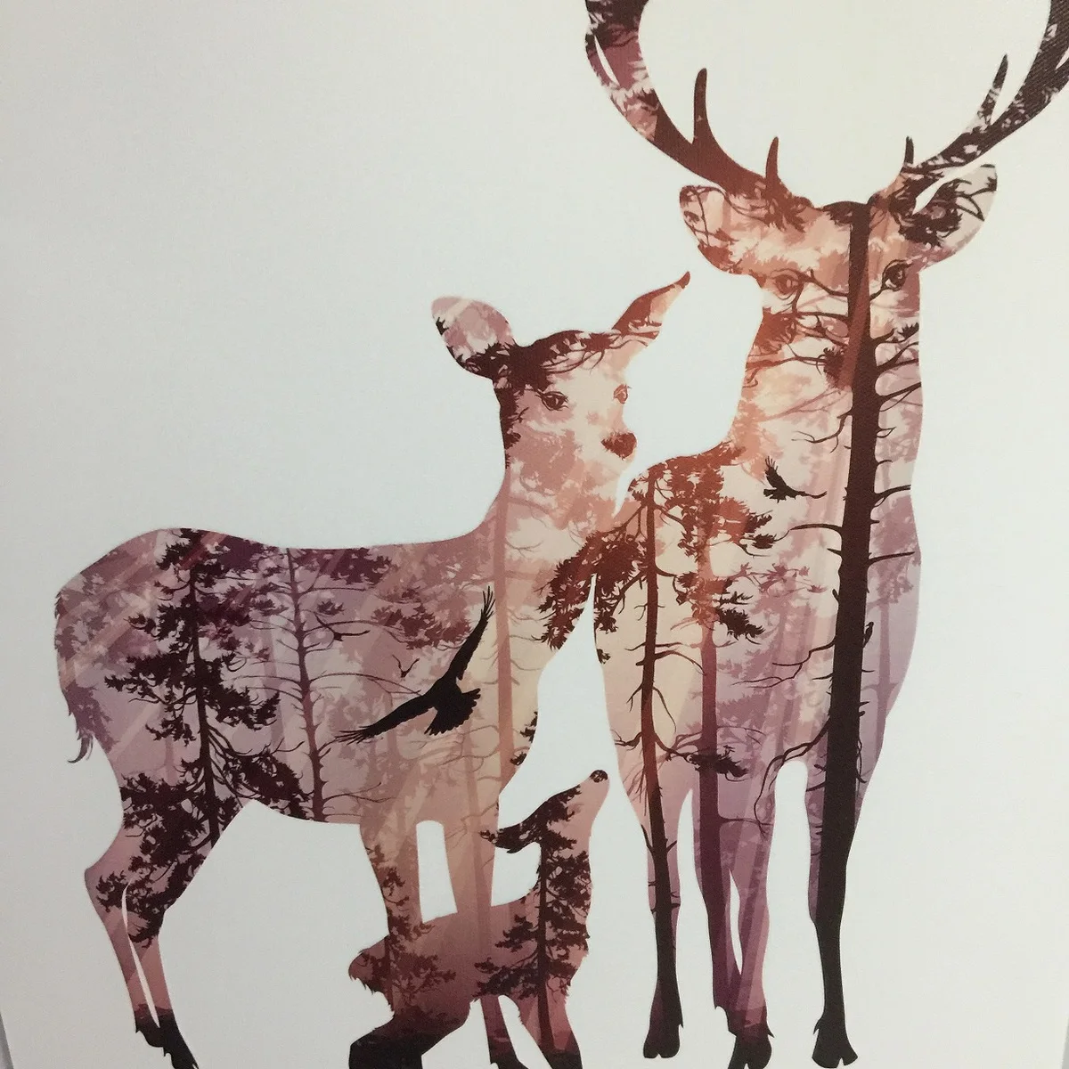 Nordijska Povzetek Jelena Družine Živali, Platno, Slike Živali Plakati, Tiskanje Wall Art Slike za Dom Dekor Padec Ladijskega prometa