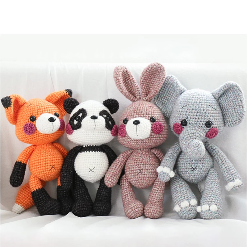 Ročno panda in Fox Amigurumi fox Kvačkanje Pletene Polnjene živali, divje živali, igrača, lutka baby Božično darilo Prop Dodatki