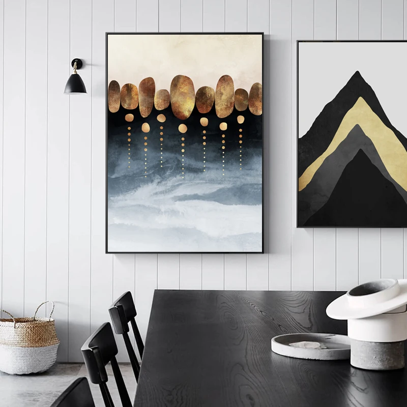 Povzetek Geometrijski Vzorec Platno Slikarstvo Nordijska Krajine Luna Alpske Plakati, Tiskanje Moderne Slike za Steno dnevne Sobe Umetnosti