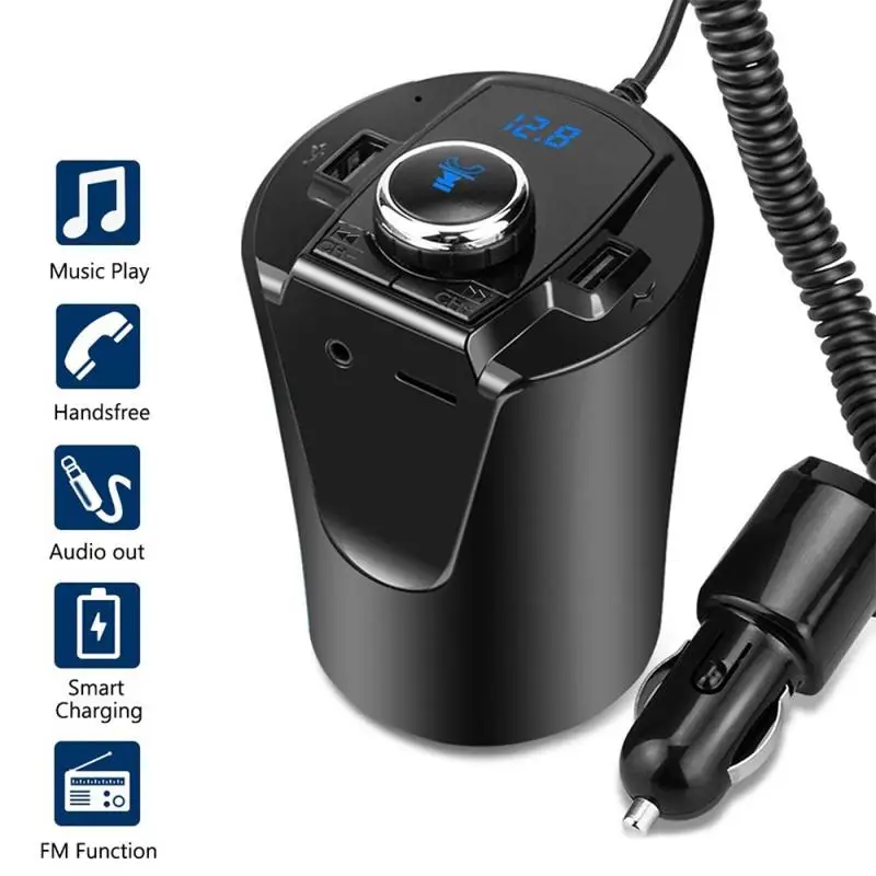 Avto Bluetooth, FM Modulator MP3 Predvajalnik za prostoročno telefoniranje, Komplet za Pokal Slog Vtičnico Cigaretnega Vžigalnika Splitter Avto Polnilec