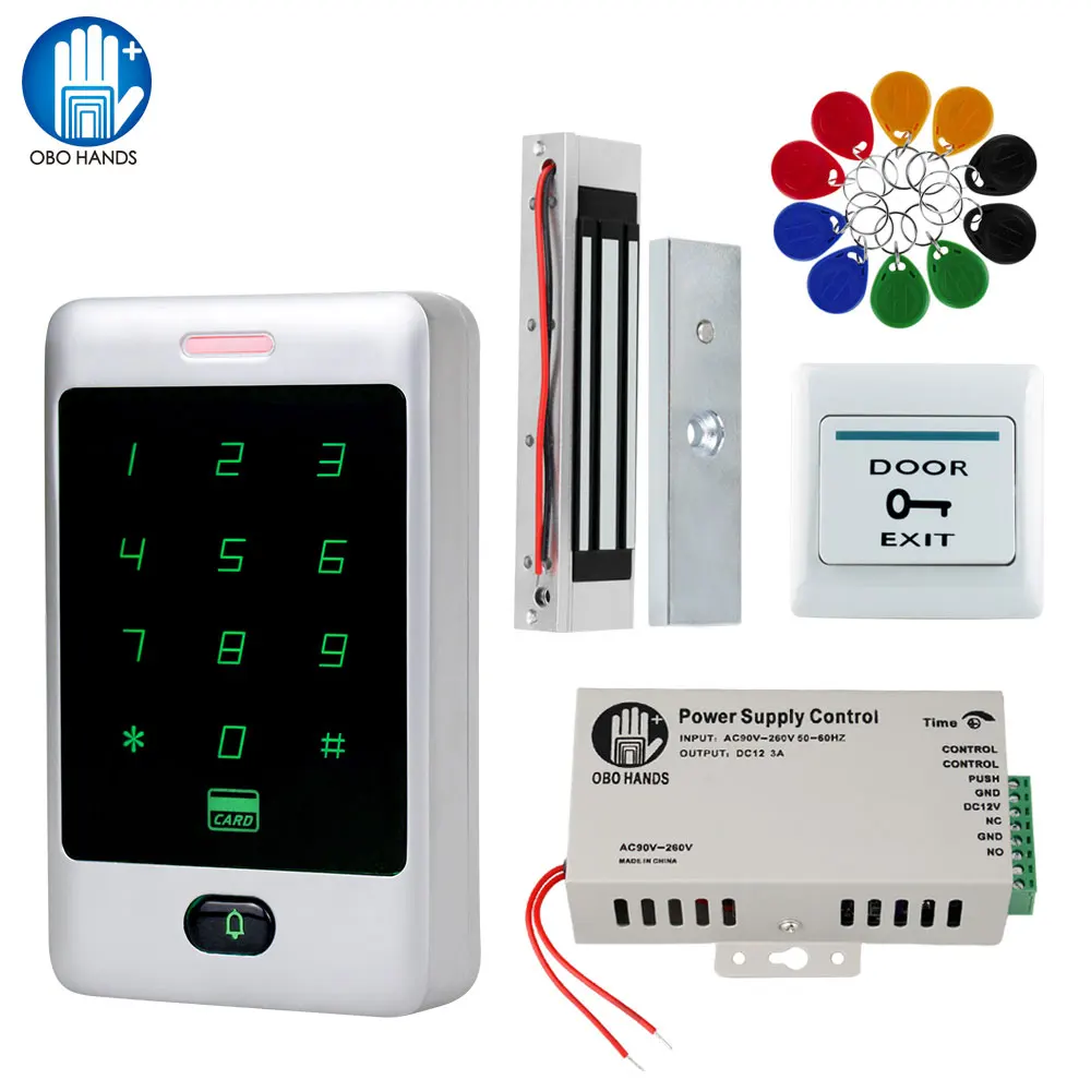 Vrata za Dostop Sistem za Nadzor Kit Nepremočljiv Pokrov RFID Tipkovnica Rainproof + 180KG Magnetni Zaklepanje Elektronski Elektromagnetne Ključavnice