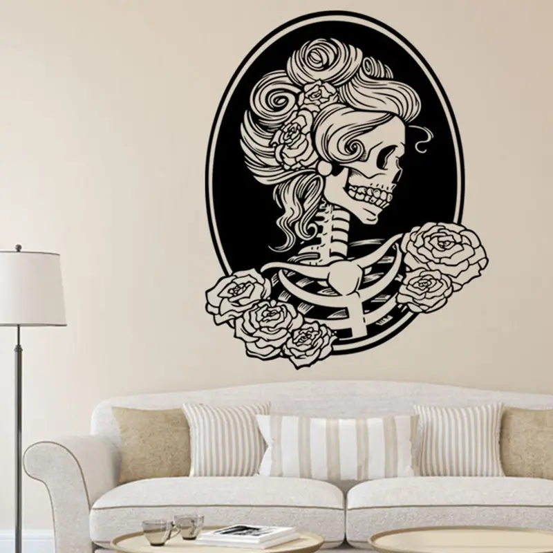 Odstranljiva Skull Glave Tatoo Grozo Zombi Vinil vinilna Nalepka Doma Dekor Halloween Dnevna Soba Art Plakat Freske TA520