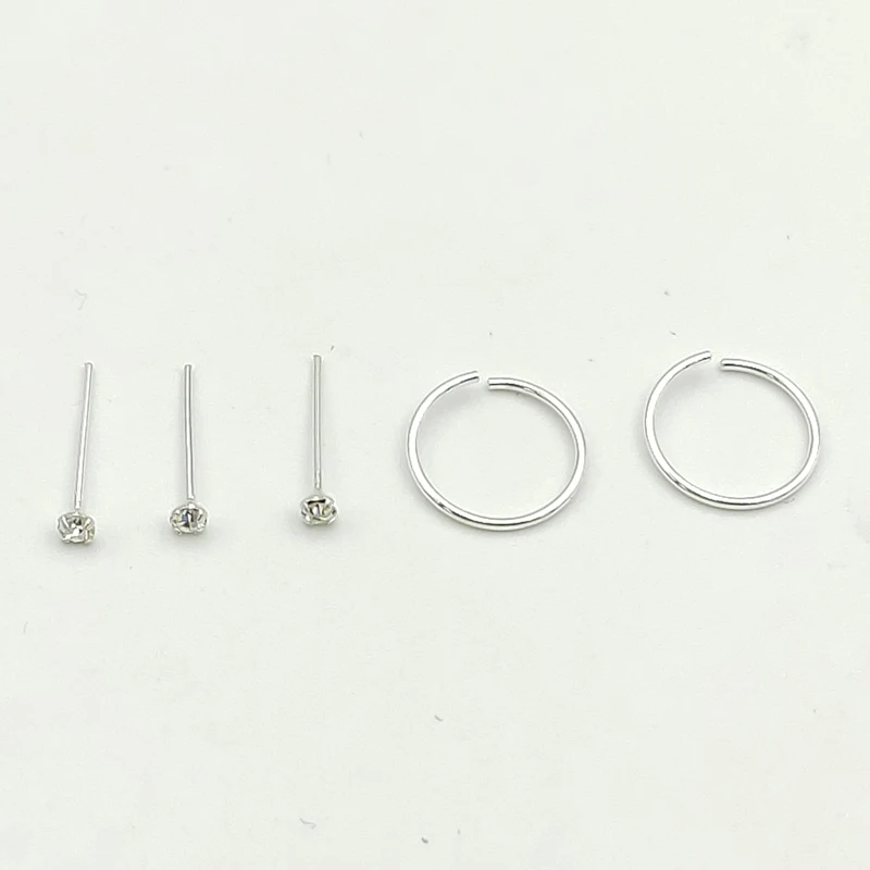 20pcs/veliko 925 sterling srebro Nos piercing Klasičnih nariz piercing nakit mix nos stud nos obroč