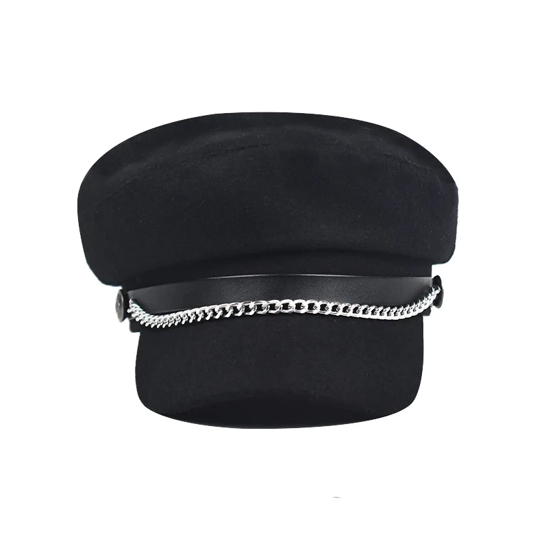 USPOP Ženske Newsboy kape iz Volne newsboy skp črno verigo vojaške kape pozimi volne klobuki ravno vizir