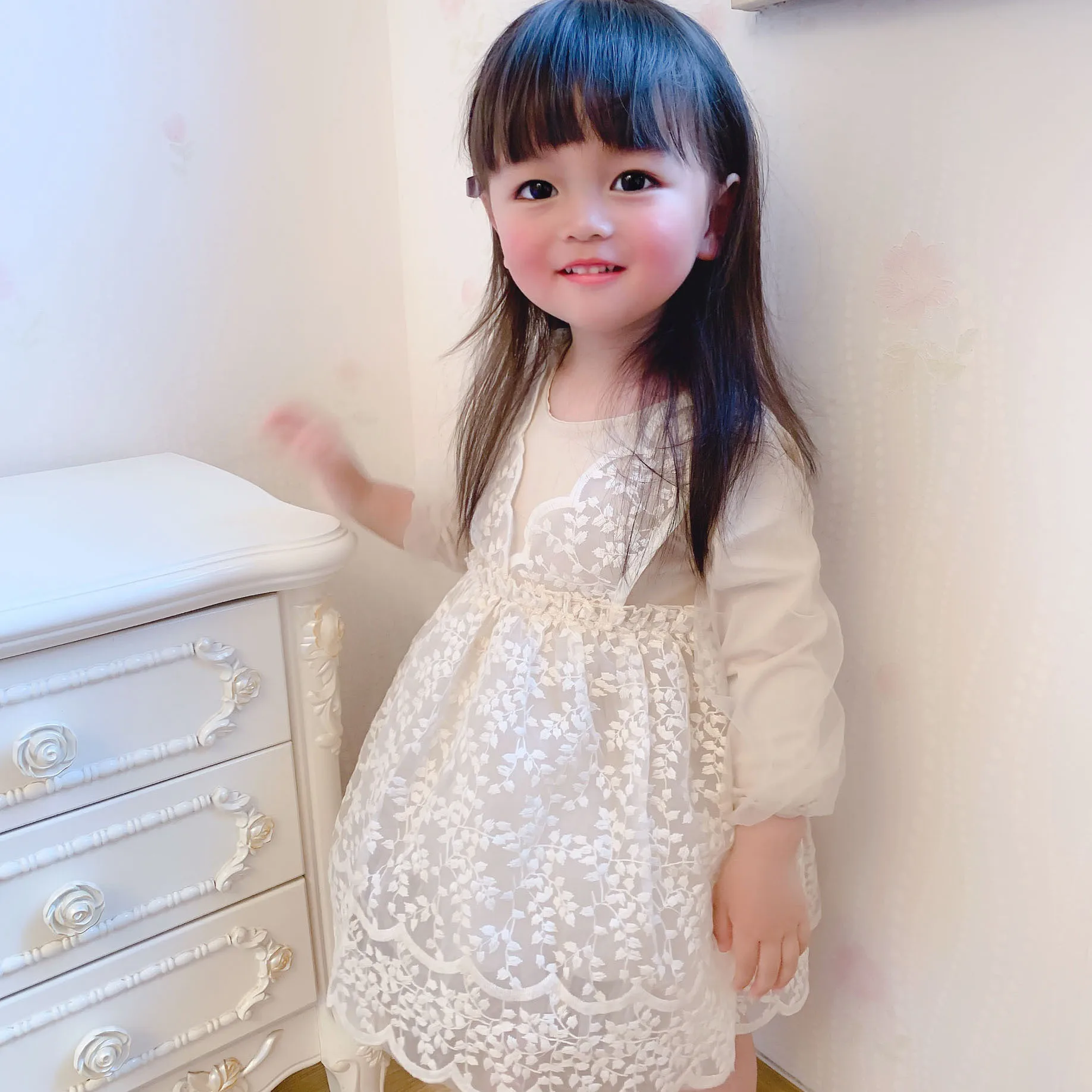 2019 poletje baby dekle čipke Fairy Princess Dolg Rokav Obleka za obleko dekleta božič obleko dekleta pozimi obleko