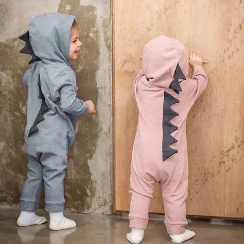 Dojenček Fant Dekle 3D Dinozaver Kostum Trdna igralne obleke toplo pomlad jesen bombaž romper Playsuit Oblačila
