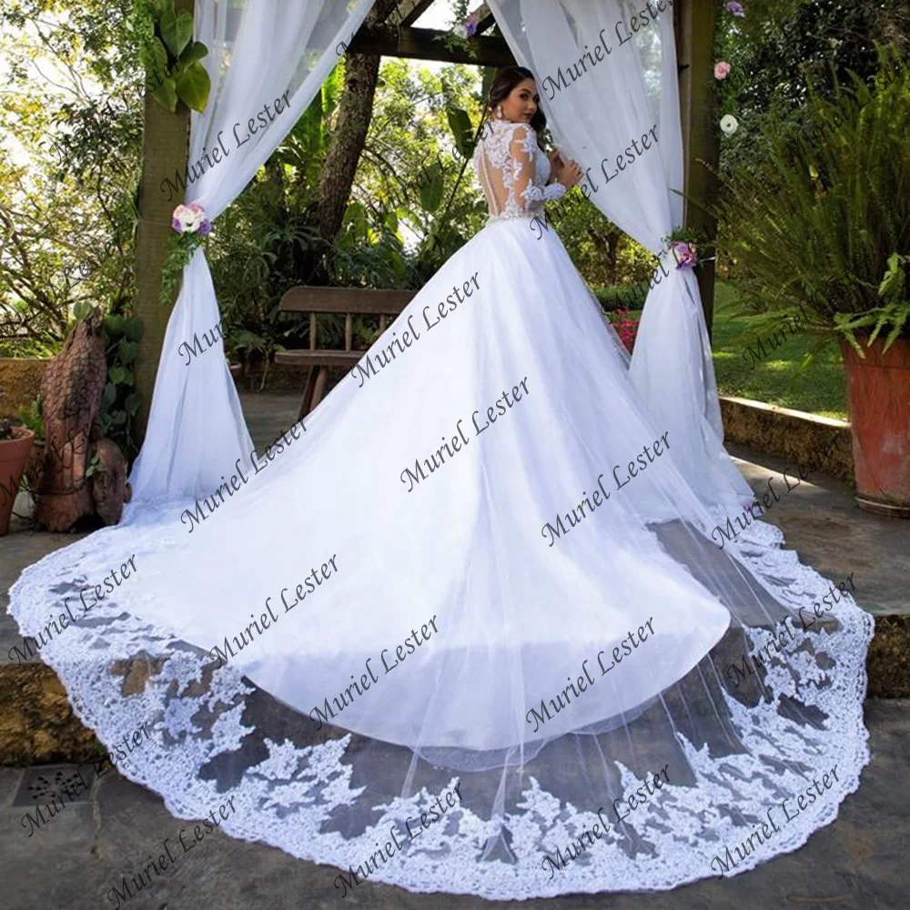 Vestido De Casamento Princesa Poročno Obleko Boho Kristali Črto Poročne Halje Zabuhle Til Golih Dolge Rokave Nevesta Obleke 2020