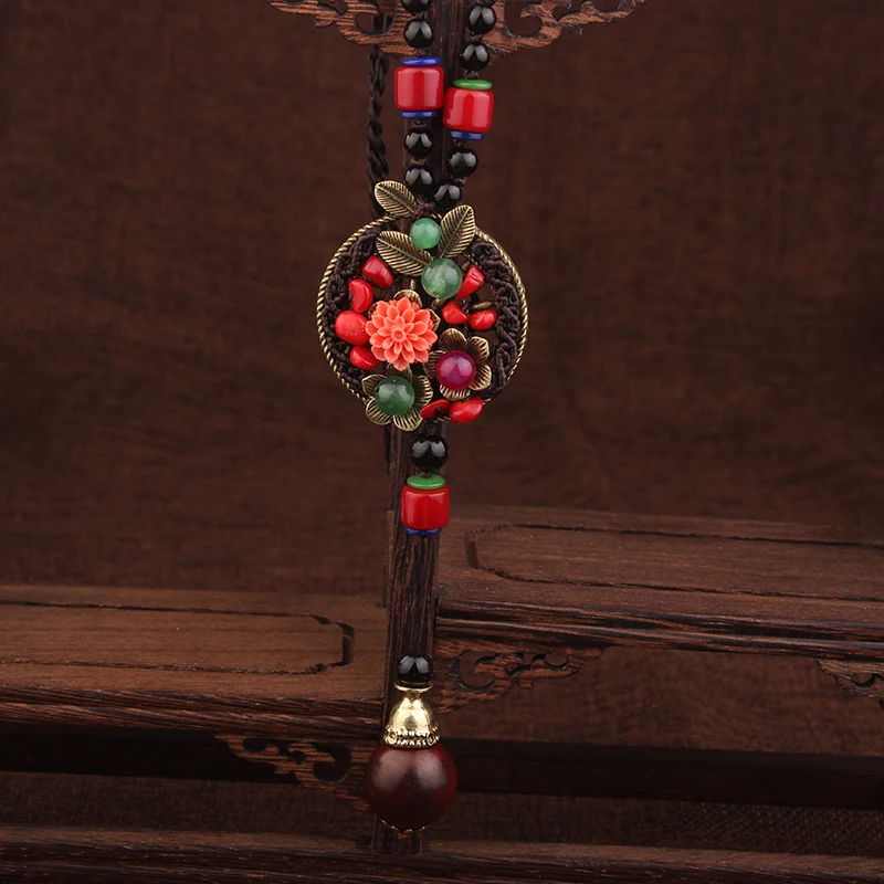 Ročno pleteni Moda letnik ogrlico ,lapis cvetje ženske coper listov nakit,Nove etnične ogrlica narave kamni ogrlica