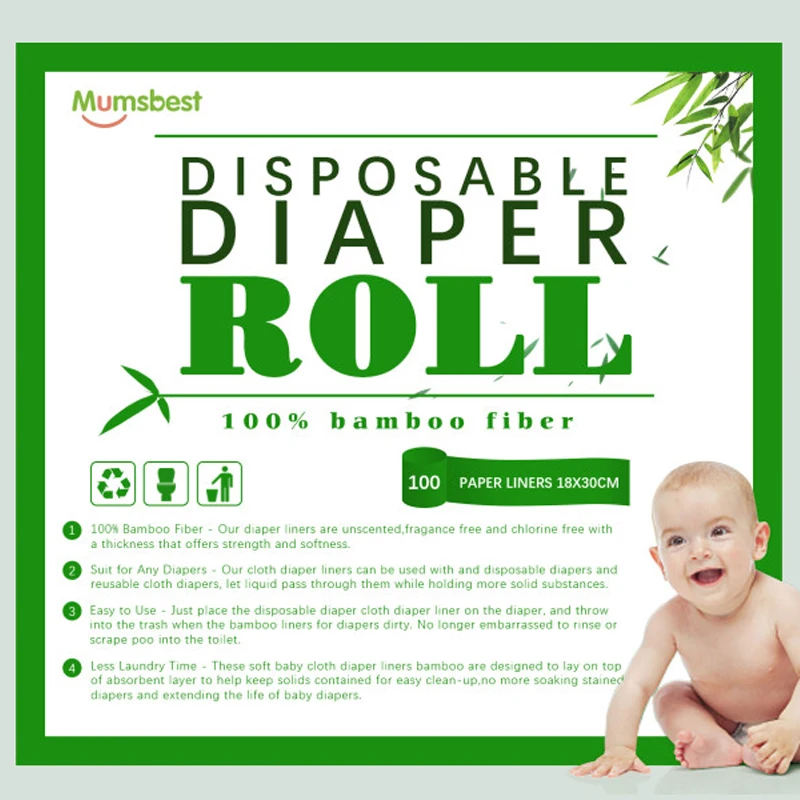[Mums] Baby Plenice za Enkratno uporabo plenic Linijskih biološko Razgradljivih nappy obloge krpo plenic obloge Bambusa 100 Sheets1 Roll