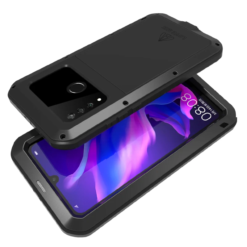 Za Huawei P30 Lite LJUBEZEN MEI Močno Kovinsko Ohišje+ Gorilla Glass Življenje Shockproof Neprepusten za Kovinske Polno Protectve telefon Primeru zajema
