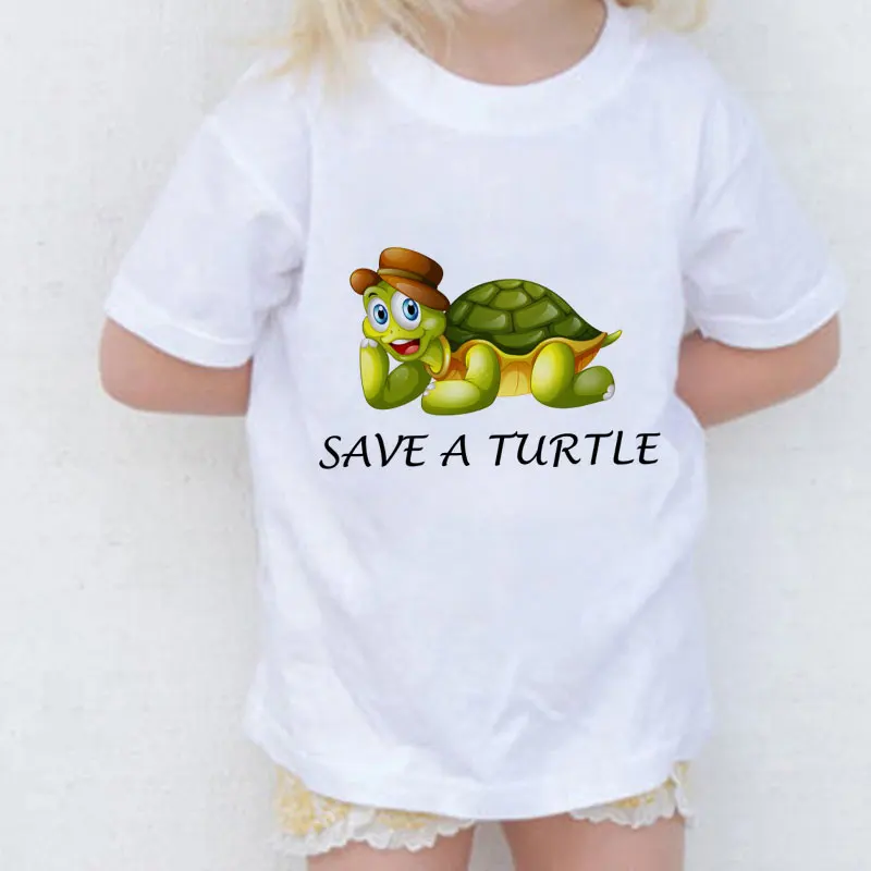 Priložnostne 2020 T Shirt Dekle Tshirt Poletje Malčka Otroci Oblačila Zaščitimo Ocean Zaščito Želva Tiskanja Fantje T Srajce Posadke Vratu