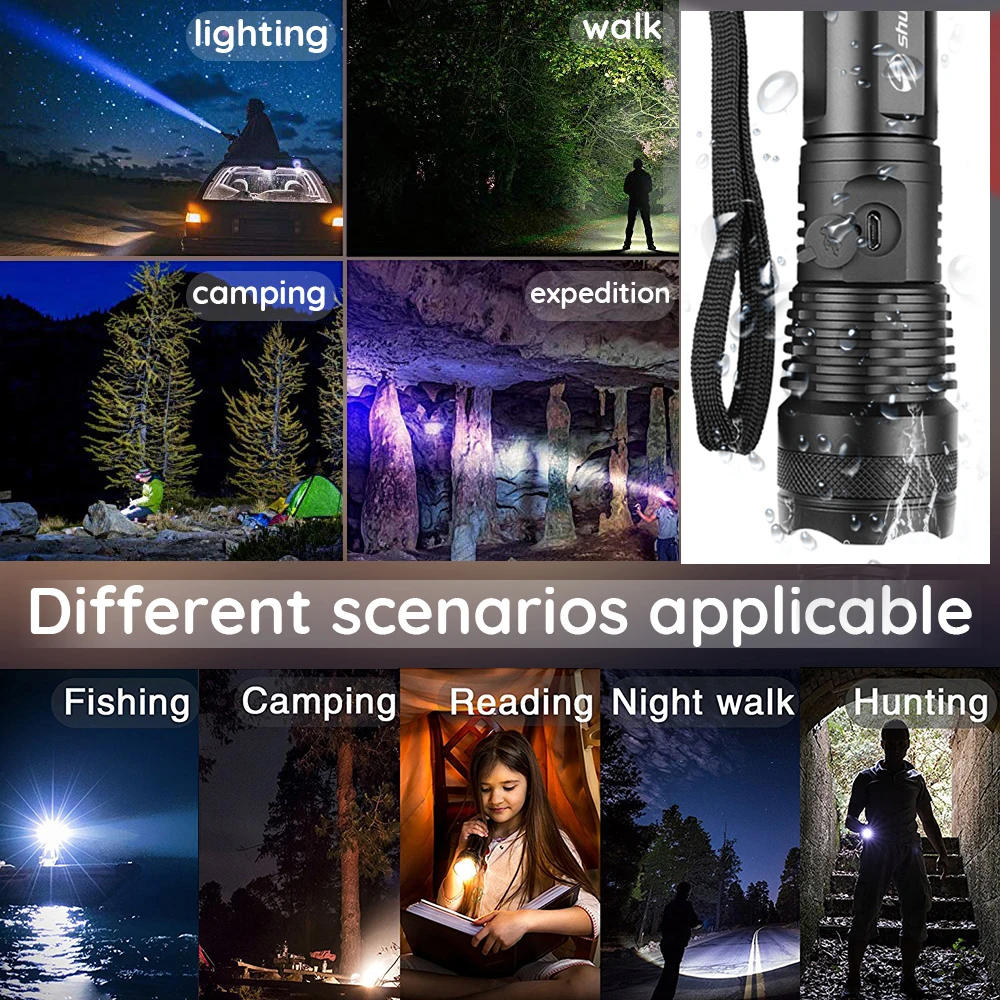 XHP50 LED Kolo Svetlobe Super Svetla kolo Taktično Svetilko 5 Načinu USB za Polnjenje Povečavo Uporabo 18650, ali 26650 za Outdoor, jahanje