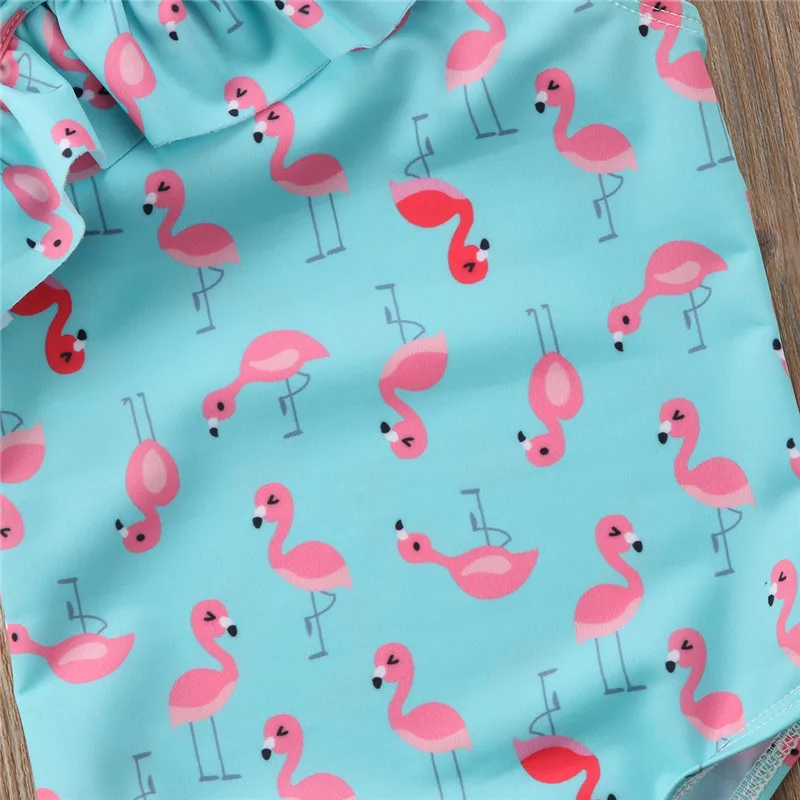 Newborn Baby Girl Boy Flamingo Romper Eno Ramo Poletnih Oblačil Jumpsuit Playsuits Bikini Kopalke, Kopalke, Kopalne iz Enega kosa