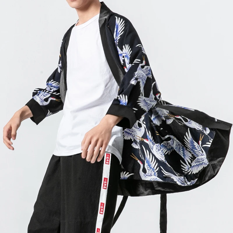 Moški Kimono Jopico Jarek Plašč Moški Japonska Harajuku Svoboden Priložnostne Moda Dolgo Majico Windbreaker Suknjič