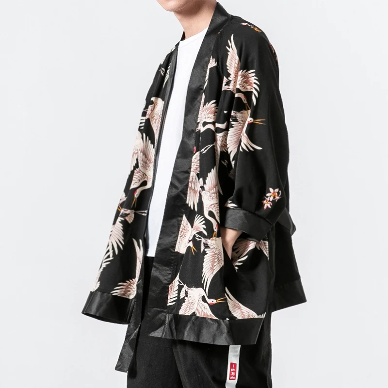 Moški Kimono Jopico Jarek Plašč Moški Japonska Harajuku Svoboden Priložnostne Moda Dolgo Majico Windbreaker Suknjič