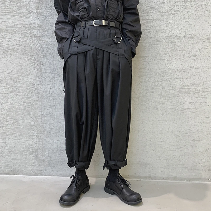 Yamamoto Capris svoboden retro temno povoj za moške osebno priložnostne hlače DJ hip hop hip hop uspešnosti obleko trend
