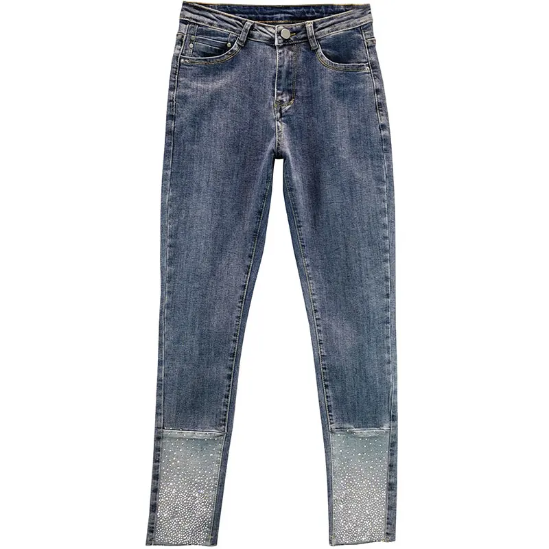 Nosorogovo Skinny Jeans za Ženske 2021 Pomlad Nov Elastična Visoko Pasu, Slim Fit Svinčnik, Moder Denim Hlače Nancylim
