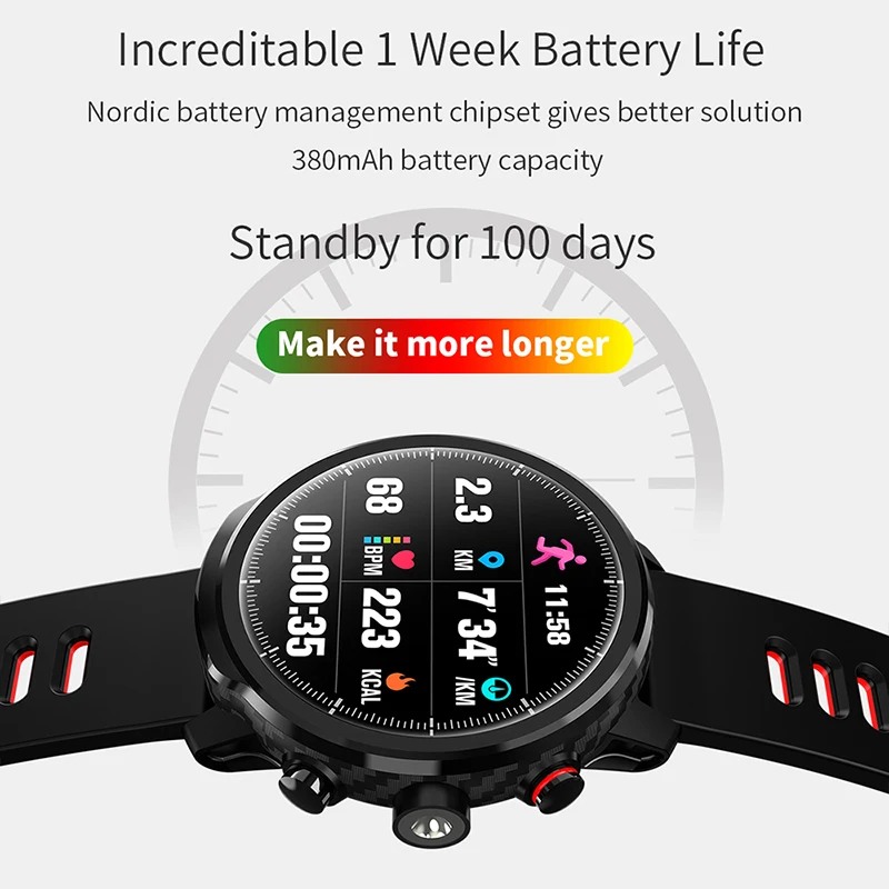 Velik zaslon, bluetooth smart watch IP68 vodotesen LED osvetlitev L5 multifunkcijski za moške in ženske športne watch multi-language