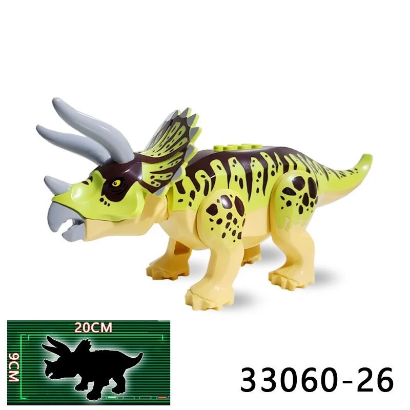 Gradniki Srebrno Siva Tyrannosaurus Rex Zelen Triceratops Modra Dinozaver Številke Za Otroke, Igrače 33060-25 33060-26