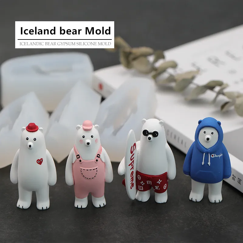 Nova Islandija Imeti Obliko sveče plesni DIY medved silikonsko plesni Milo Plesni Polarni medved poletje kul avto vtičnico aromaterapija mavca plesni