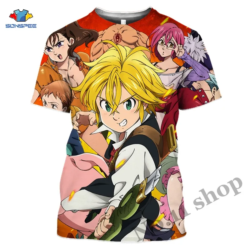 Anime 3d print majica s kratkimi rokavi Moški Sedem Smrtnih Grehov Nanatsu Ne Taizai Ženske modni t-shirt Harajuku tees srajce homme tshirt A67