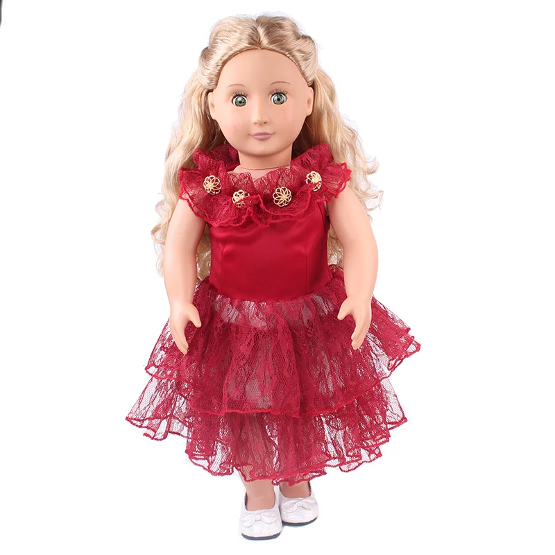 18 Inch Ameriški Lutka Obleko Lepe Čipke Večerno obleko Novorojenčka Dekleta Krilo Otroška Igrače Oprema Fit 43 Cm Fant Lutke c130