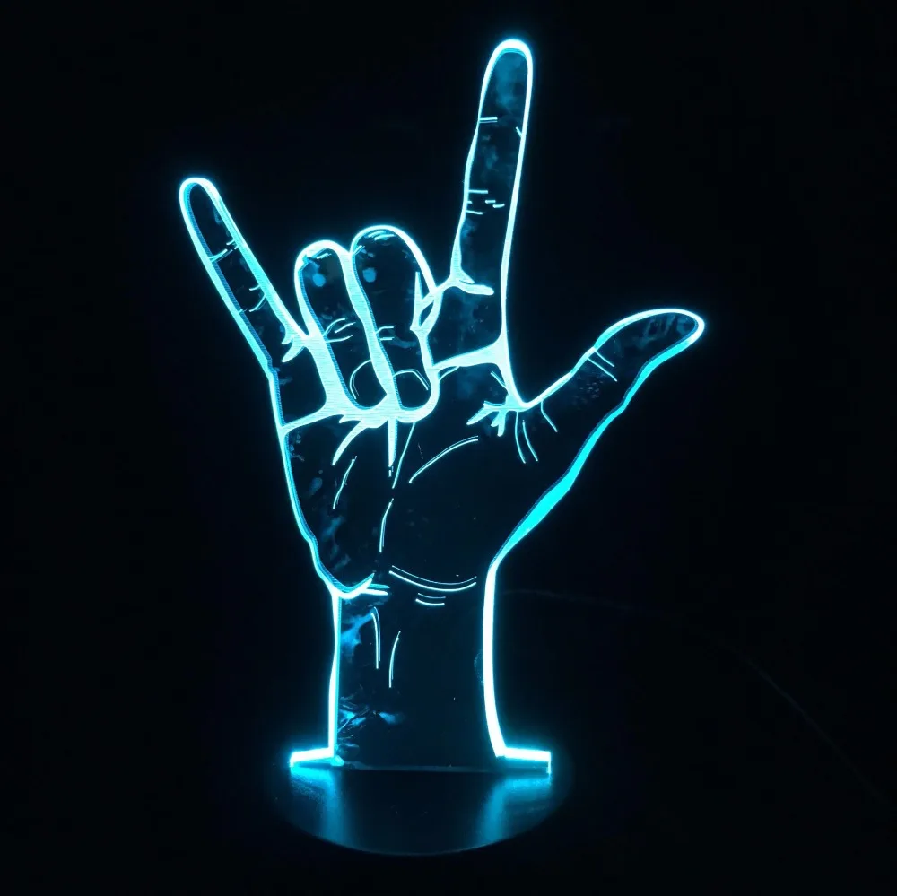 Ljubim Vas Znakovni Jezik 3D Lučka 7 Barv LED Nočna Lučka za Poročno Dekoracijo Darilo za Ljubitelje Ženo, Punco, Fanta Svetlobe