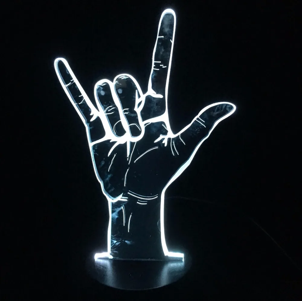 Ljubim Vas Znakovni Jezik 3D Lučka 7 Barv LED Nočna Lučka za Poročno Dekoracijo Darilo za Ljubitelje Ženo, Punco, Fanta Svetlobe
