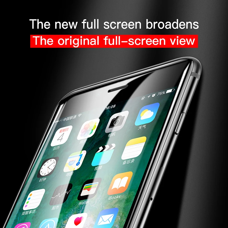 Baseus Za iPhone X 8 7 Screen Protector Vse-Zaslon 0,3 MM Kaljeno Steklo Polno Kritje Zaščitno Steklo Film Za iPhone7Plus 8Plus