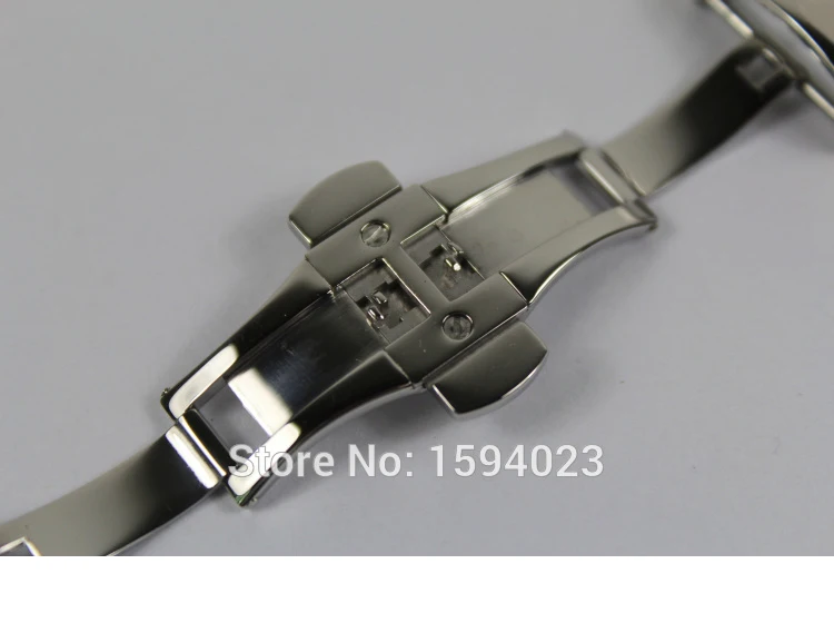 18 mm trdnega nerjavečega jekla Srebro watch band bcukle Dvakrat Potisnite Gumb Krat Metulj Uvajanje zaponko Za T044 T461 T059