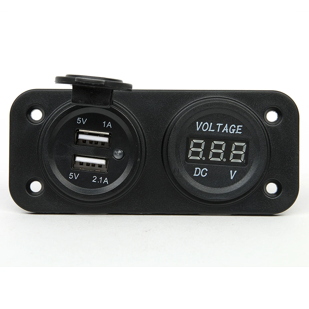 12V LED Dvoboj Avto 2 Vrata USB Polnilnik Z DC Voltmeter Digitalni Avto/Motor/Čoln Vtičnico Cigaretnega Vžigalnika Splitter