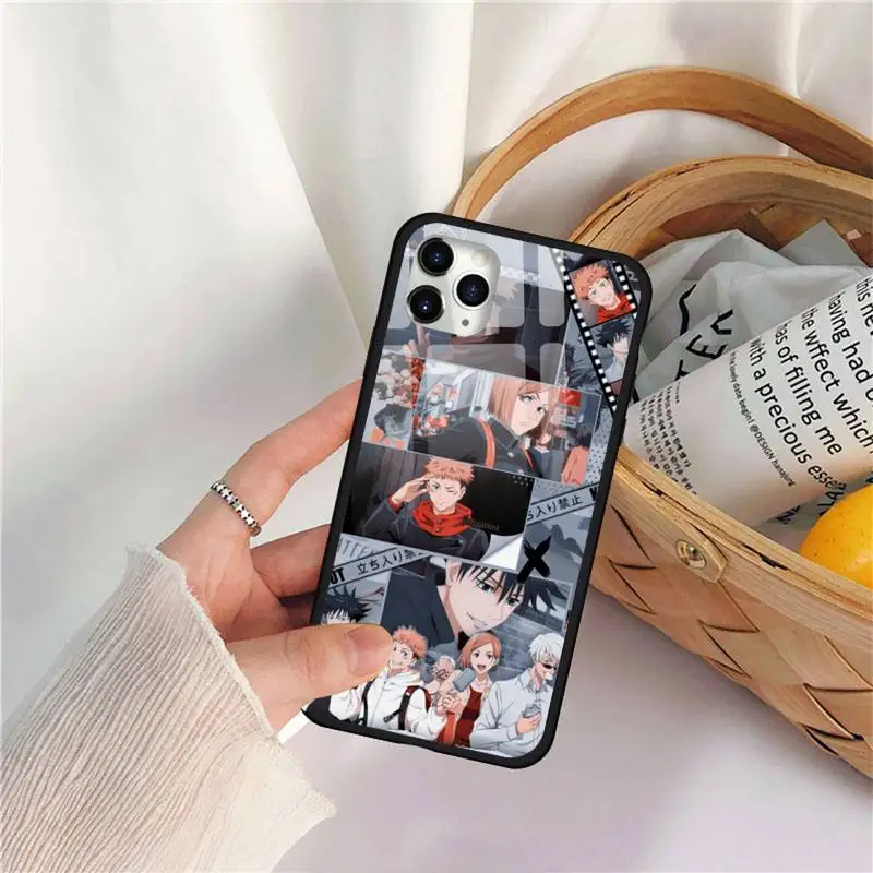 Japonske Anime Jujutsu Kaisen Telefon Primeru Kaljeno steklo Za iphone 11 12 PRO MAX X XS XR 5C 6 6S 7 8 plus