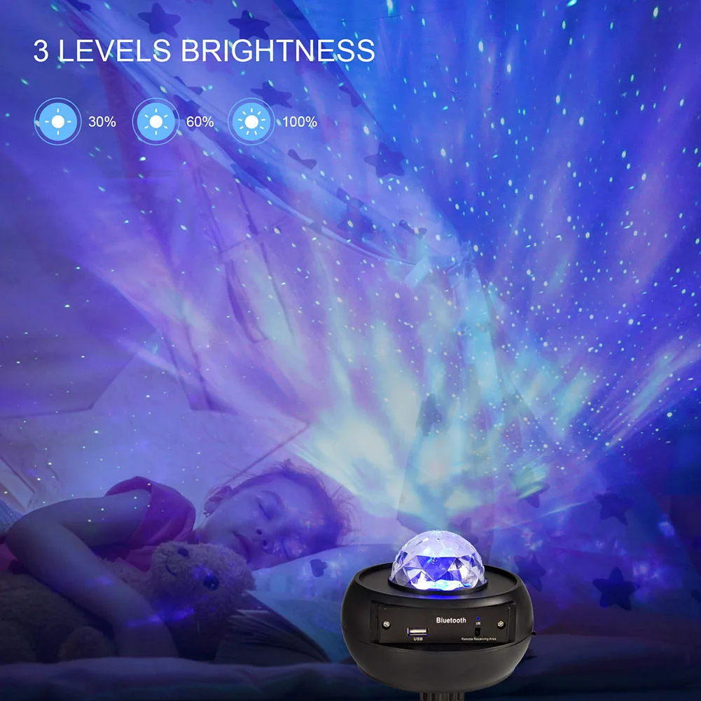 Noč Lahka Romantična Galaxy Projektor Lučka Pisane Projektor Zvezdnato Nebo Blueteeth USB Glasovni Nadzor Predvajalnik Glasbe Baby Otroci Darilo