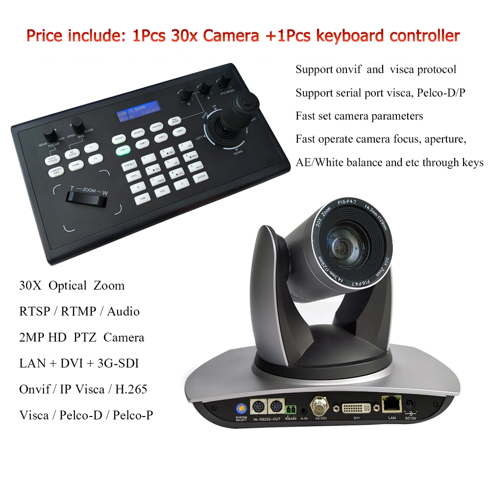 CMOS PTZ Spletni HD 1080p Video Konference, Fotoaparat, 30X Optični Zoom daljinski upravljalnik Za Živo Konference