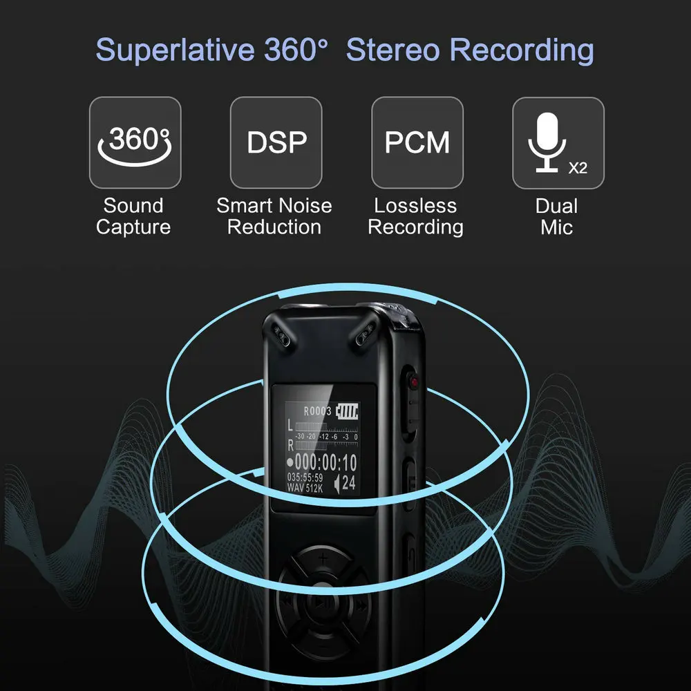 V91 Strokovno HD Digitalni Diktafon Eno-gumb za Snemanje Hrupa Reducation Dictaphone USB Polnilne Veliko Zmogljivost Diktafon