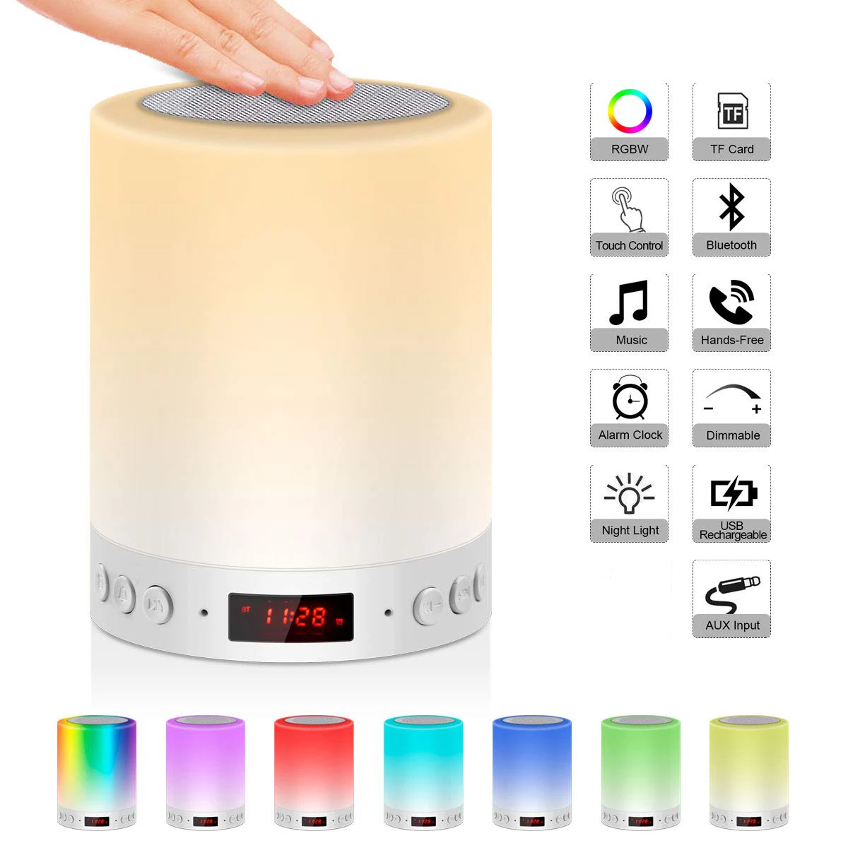 Prenosni Brezžični Bluetooth Zvočnik Mini Predvajalnik se Dotaknite Pat Svetlo Pisane LED Noč Svetlobo, nočno omarico Lučka za Boljše Spi